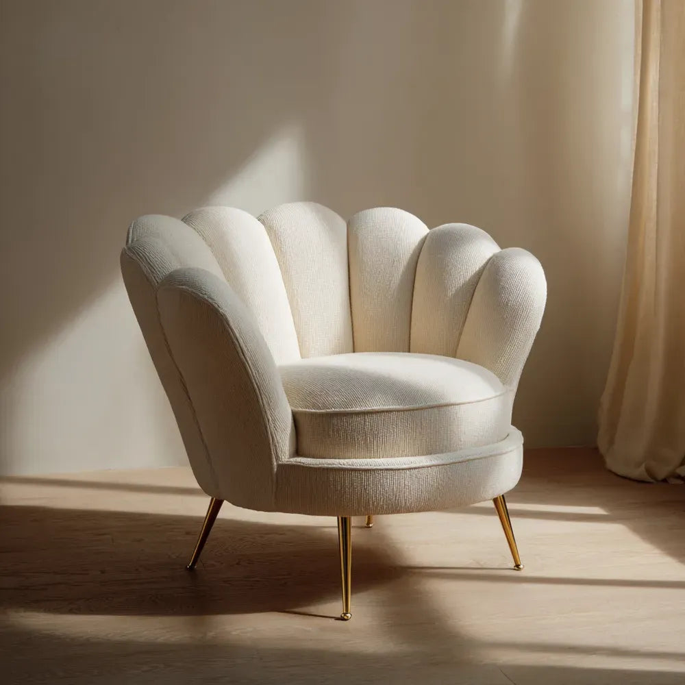 Lounge Armchair Fabric Upholstery 80x80x75 cm - Cream White - Modern Design