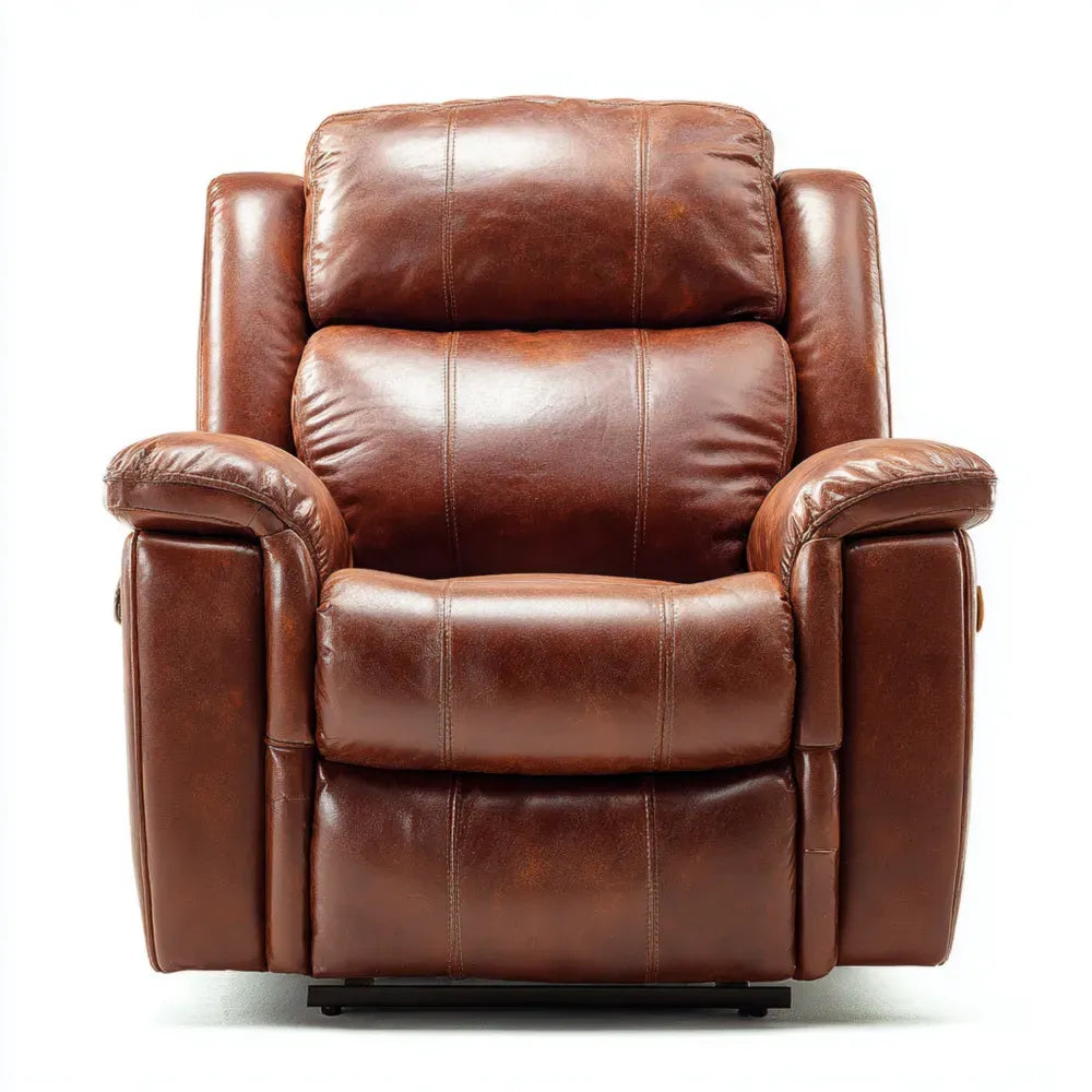 Leather Recliner Chair 35x33x39 in - Rich Brown - Classic Comfort Design