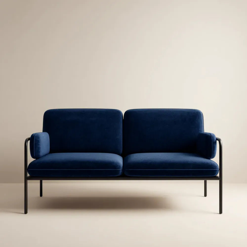 Loveseat Sofa Velvet 130x80x85 cm - Navy Blue - Modern Design