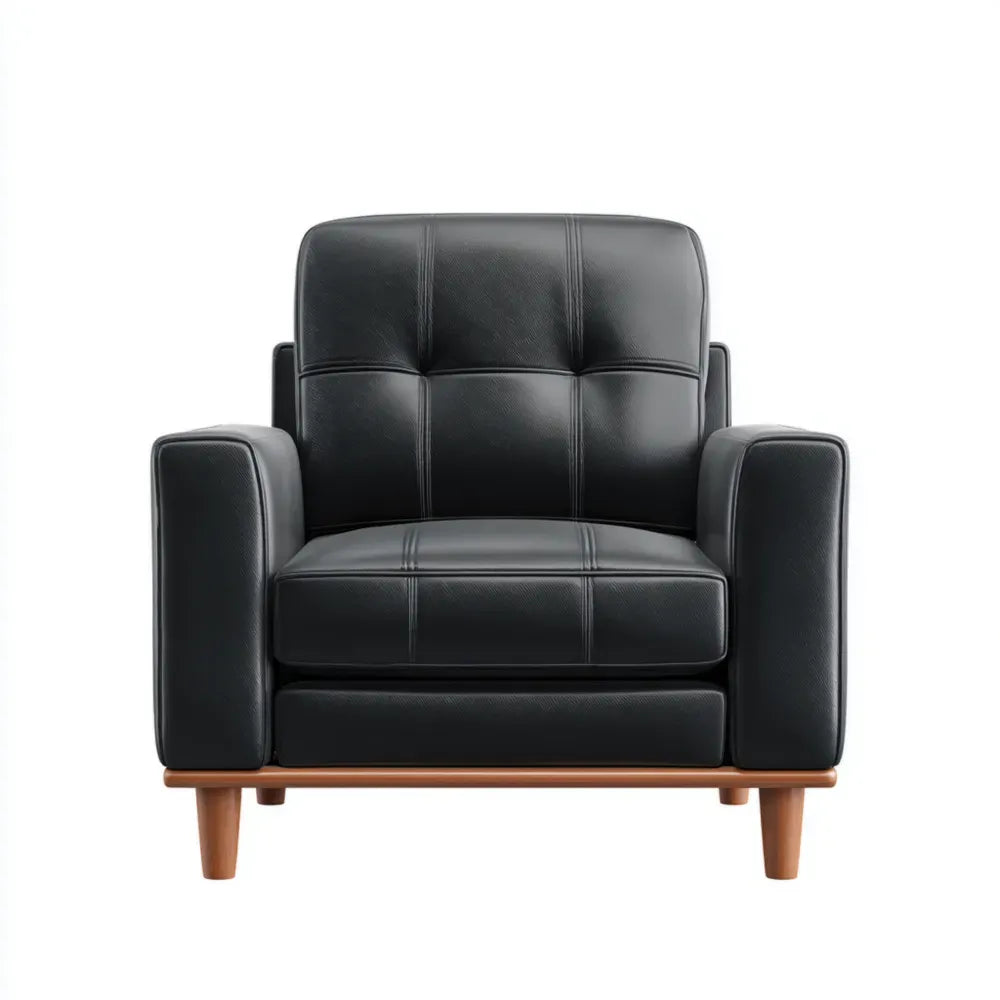 Armchair Leather Upholstery 85x70x80 cm - Black - Contemporary Design