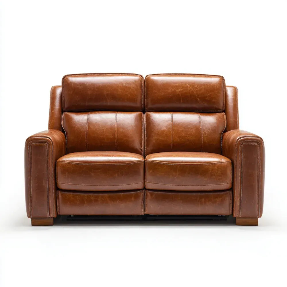 Leather Reclining Sofa 150x90x100 cm - Brown - Contemporary Design