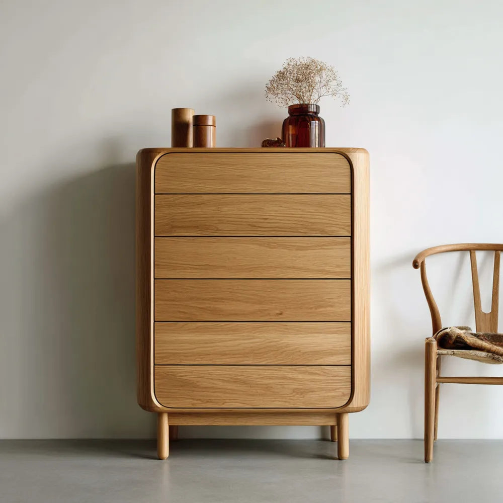 Chest of Drawers 80x40x120 cm Wood - Natural - Scandinavian Style