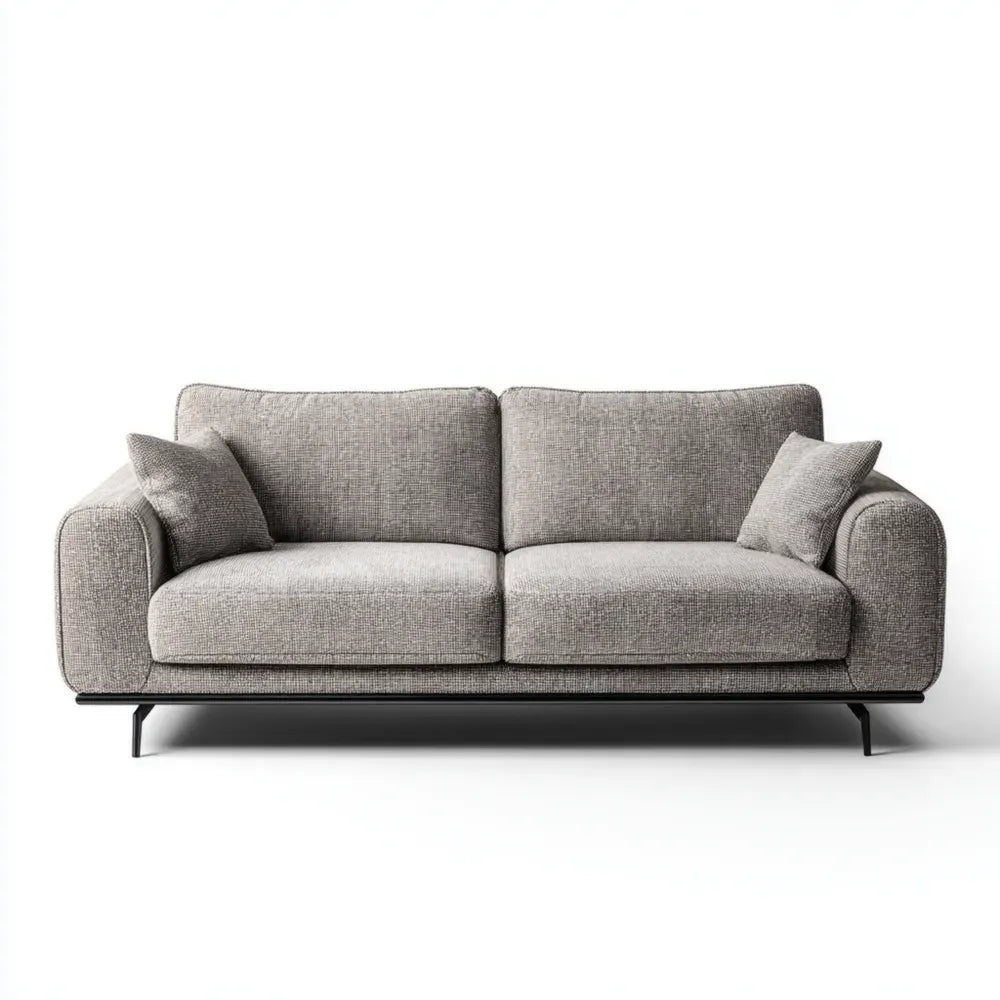 Modern Sofa Set Fabric Upholstered 200x90x85 cm - Light Gray